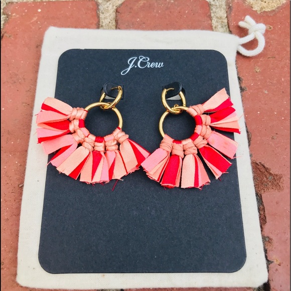 J. Crew Bright Pink Fabric Fan Earrings - Picture 5 of 6